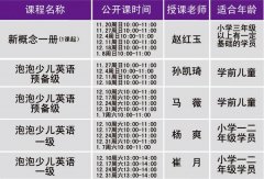 泡泡少儿英语公开课信息 泡泡少儿英语公开课信息