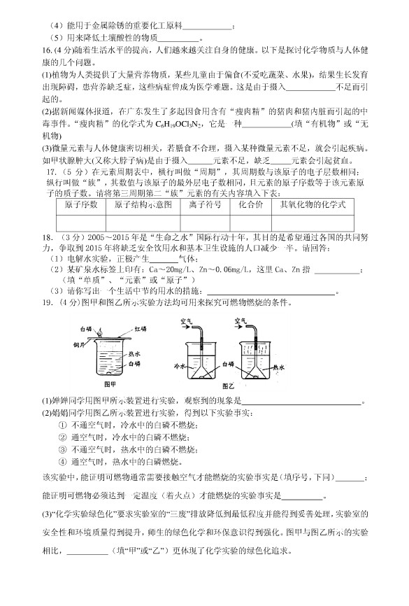 2010年上海天原杯化学竞赛初赛试题及答案
