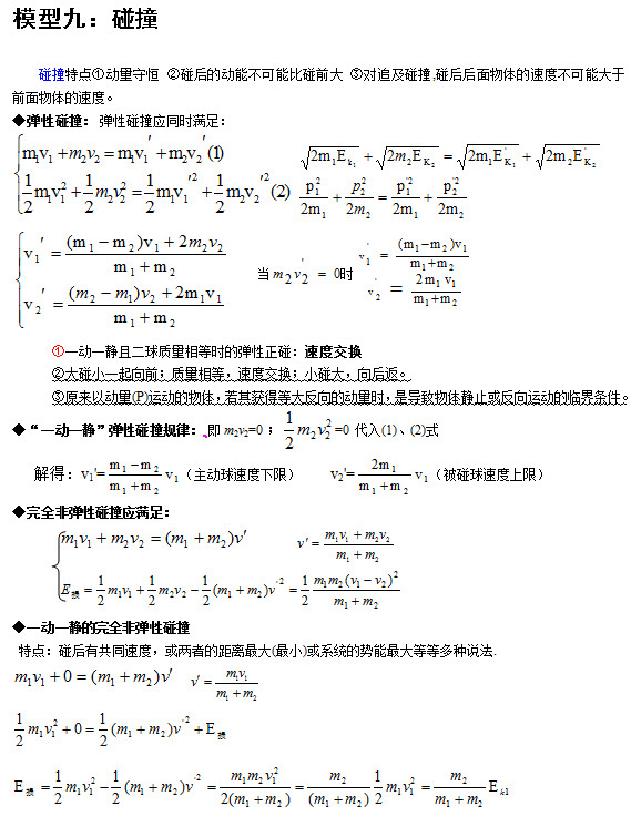 北京高考常用24个物理模型：碰撞