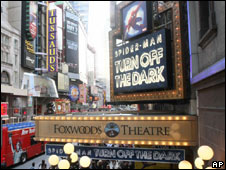 The Foxwoods Theatre, New York, where the spiderman musical is showing