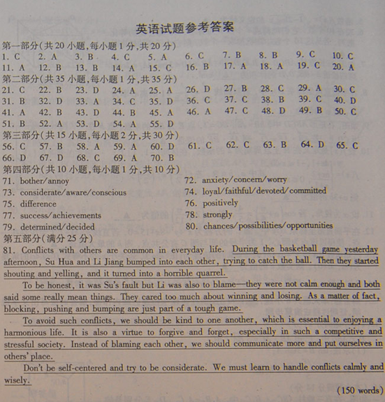 2012年江苏高考英语卷试题及答案_新闻动态_