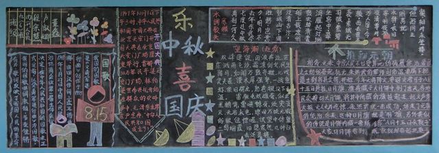 关于国庆节的黑板报图片:乐中秋喜国庆