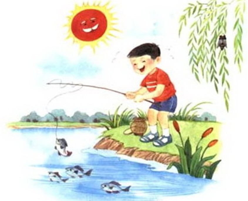 一年级暑假看图写话:钓鱼