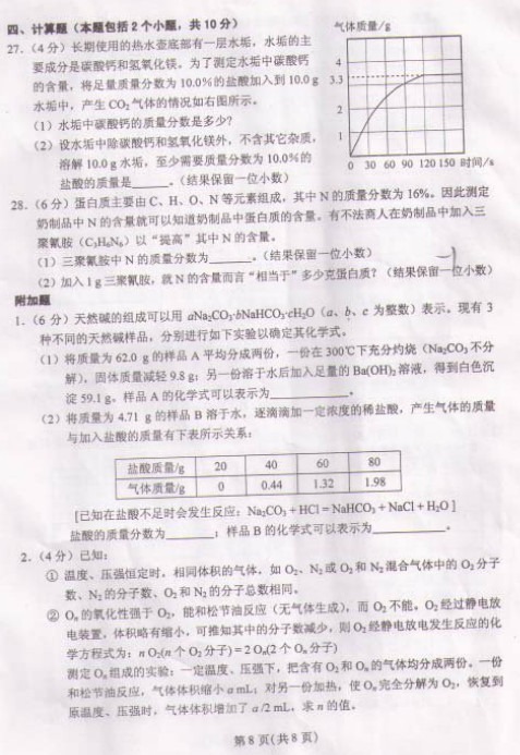 2013天原杯化学竞赛复赛试题（图片版）
