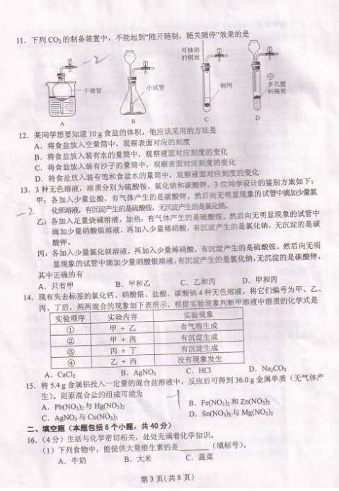 2013天原杯化学竞赛复赛试题（图片版）
