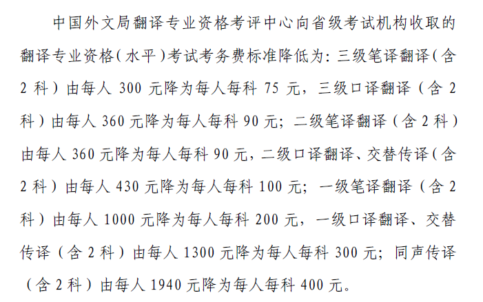 国家发文要求降低全国翻译资格考试收费标准