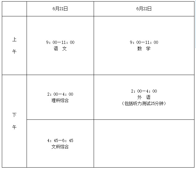 2014石家庄中考考试时间安排