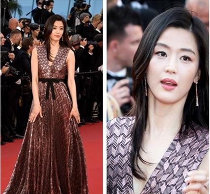 韩国女星全智贤作为古驰代言人登上戛纳红毯   