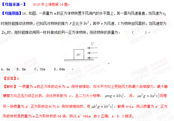 2015年高考物理母题题源(1): 受力分析