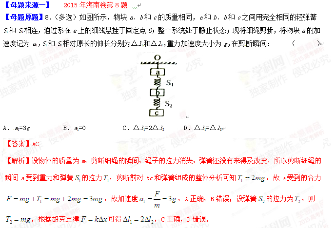 2015年高考物理母题题源(3):牛顿运动定律