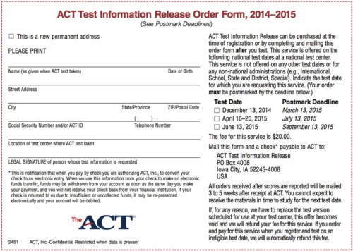 Test Information Release Order Form