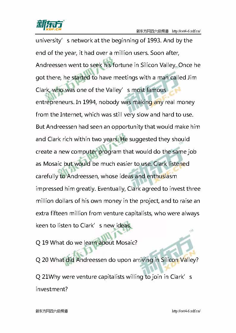 新东方：2015年12月英语六级听力真题原文与答案