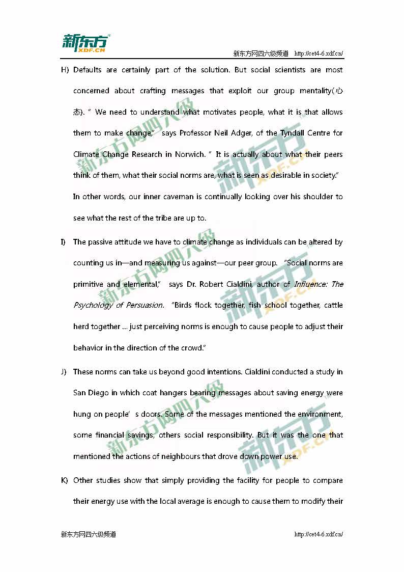 新东方：2015年12月英语六级阅读真题答案解析(卷1)