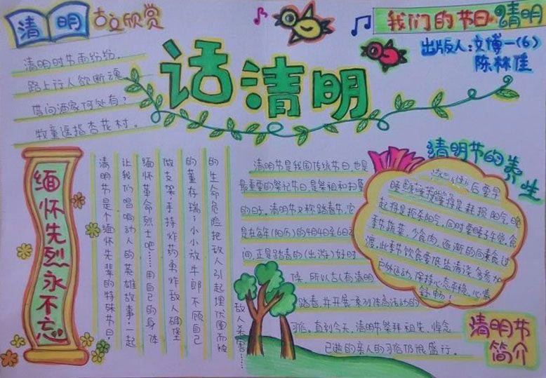 2016清明节主题手抄报:话清明
