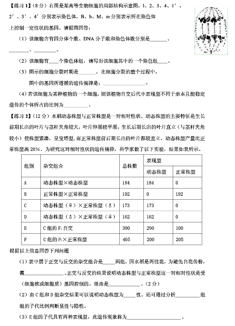 2016高考冲刺生物压轴题(2)