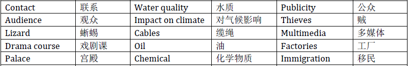 雅思听力核心机经词汇--2013场景（5）