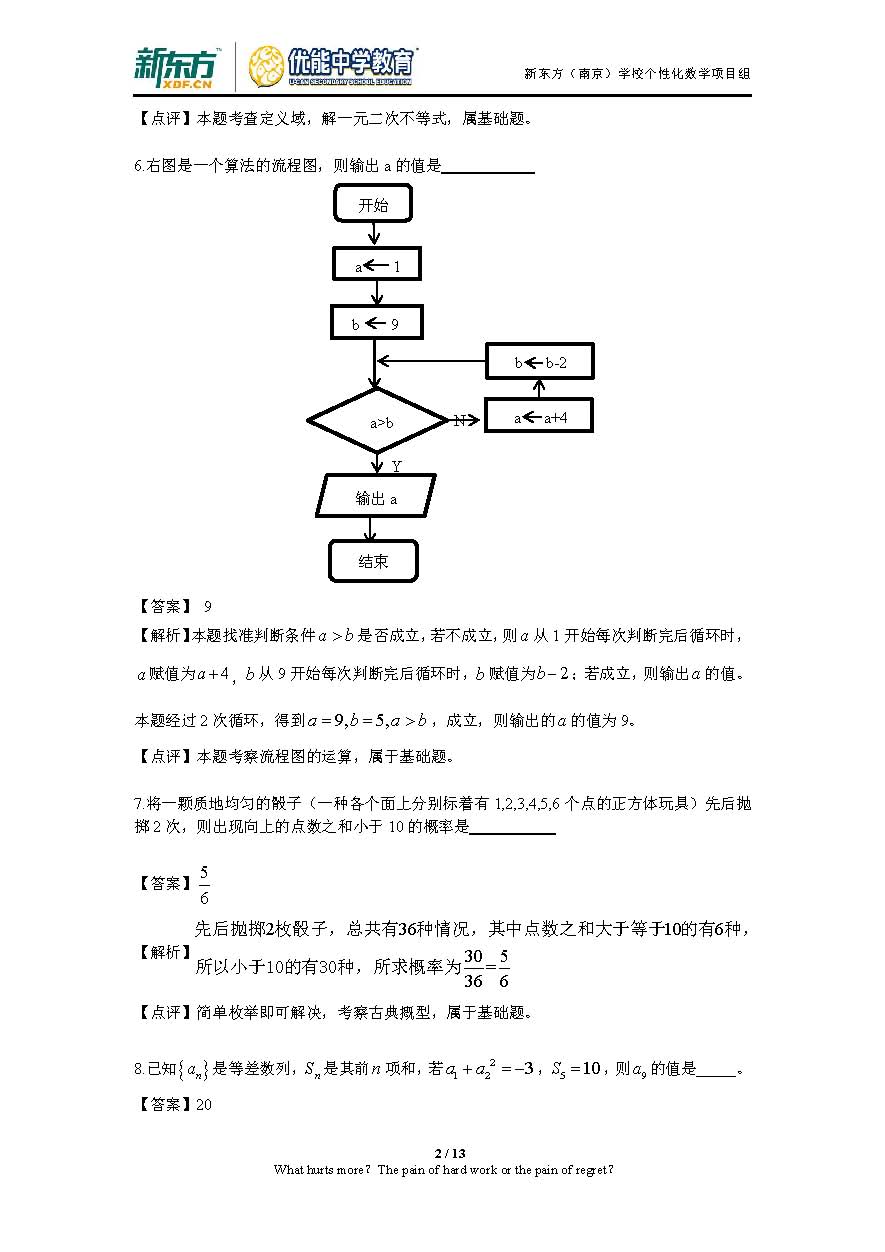 2016江苏高考数学