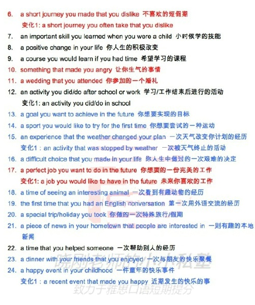 2016年9月3日雅思口语预测小范围版