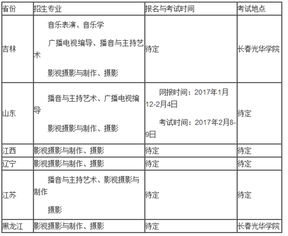 2017长春光华学院艺术类报名考试时间 2017长春光华学院艺术类报名考试时间