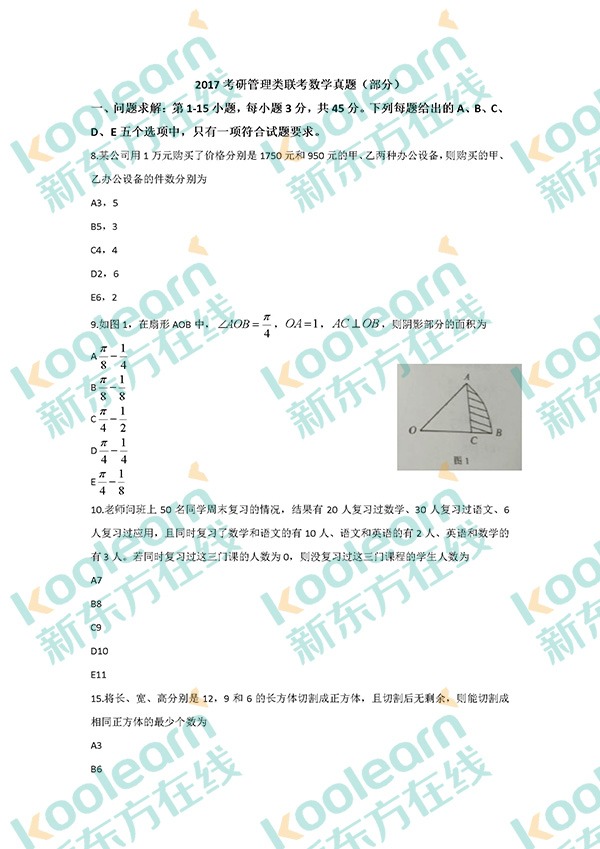 2017考研管理类综合真题（新东方版）