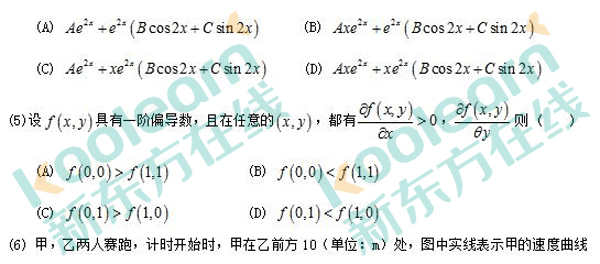 2017考研数学二真题（新东方图片版）