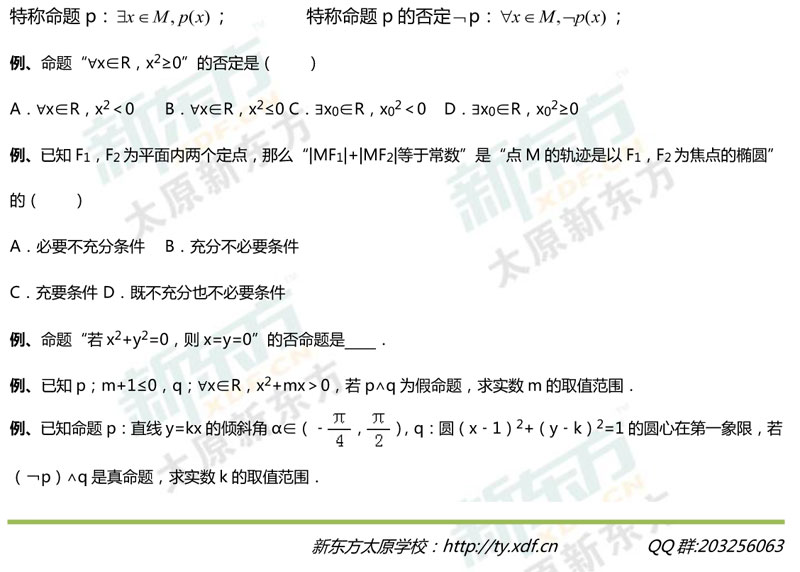 高二数学期末考试复习知识点