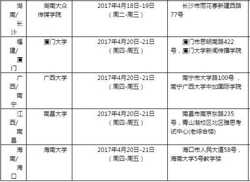 雅思口语考试安排通知 – 2017年4月22日场次
