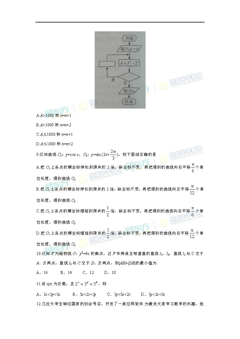 2017高考全国卷一理科数学试题（word 版）