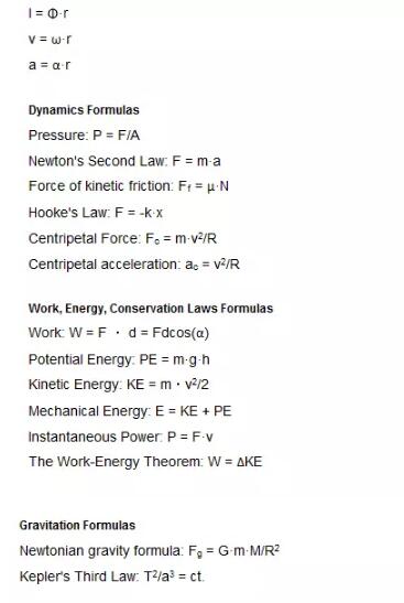 SAT2物理公式总结