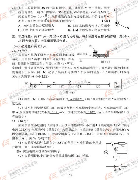 全国I卷高考理综真题及答案