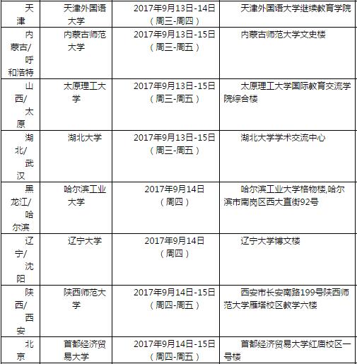 2017年9月16日雅思口语考试安排