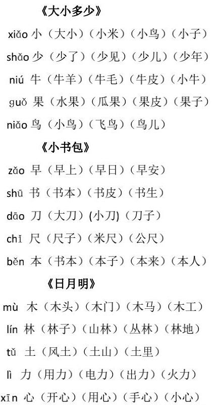 一年级语文上册《生字组词》8
