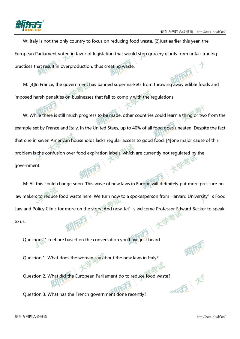 2017年12月大学英语六级听力原文及解析-第一套(广州新东方)