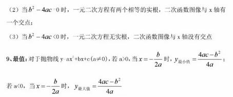 人教版初中数学知识点大盘点：二次函数