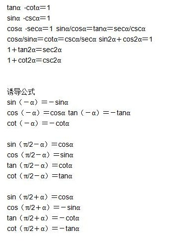 三角函数的求导公式集合