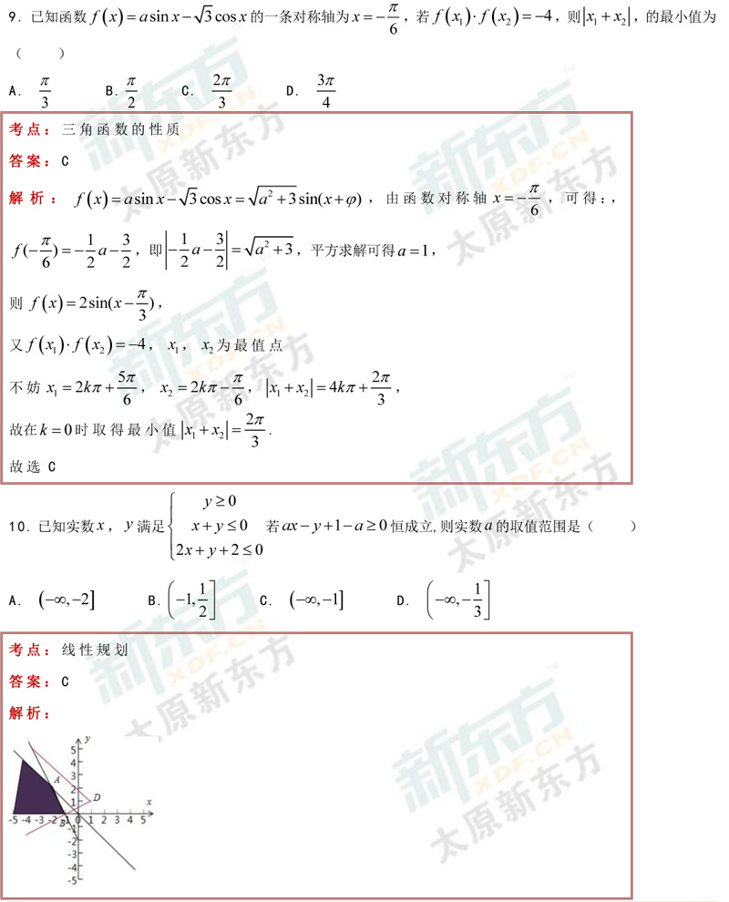 山西省2018高考太原市二模数学文科试卷及试题答案解析