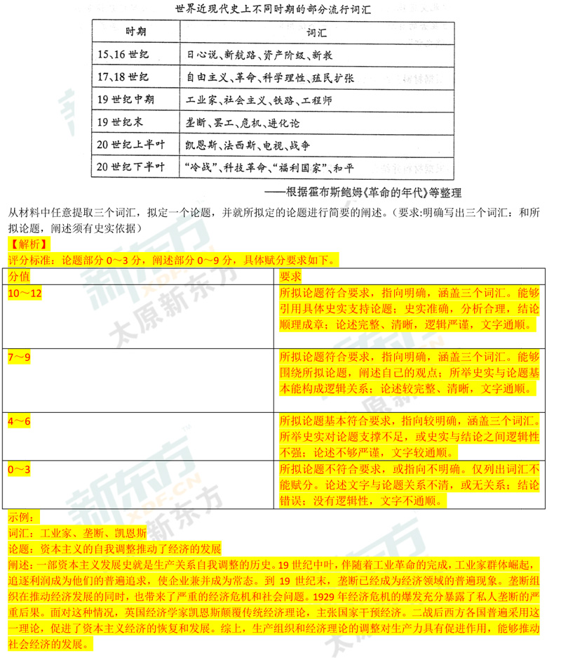 山西省2018高考太原市二模历史试卷及试题答案解析