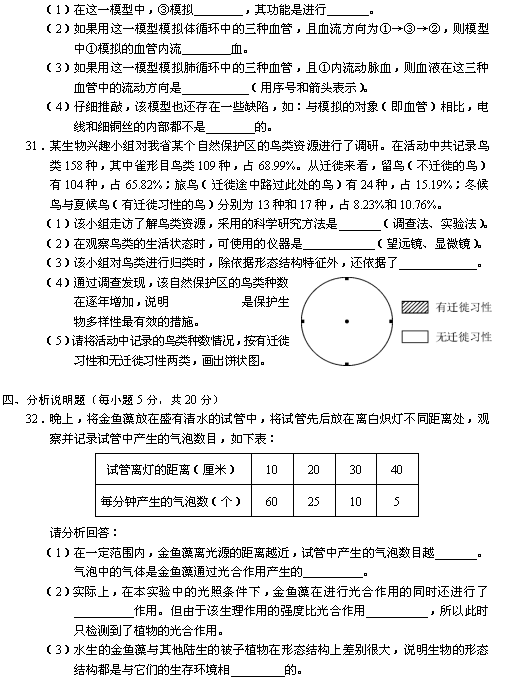 2016年长沙中考生物真题试卷（二）