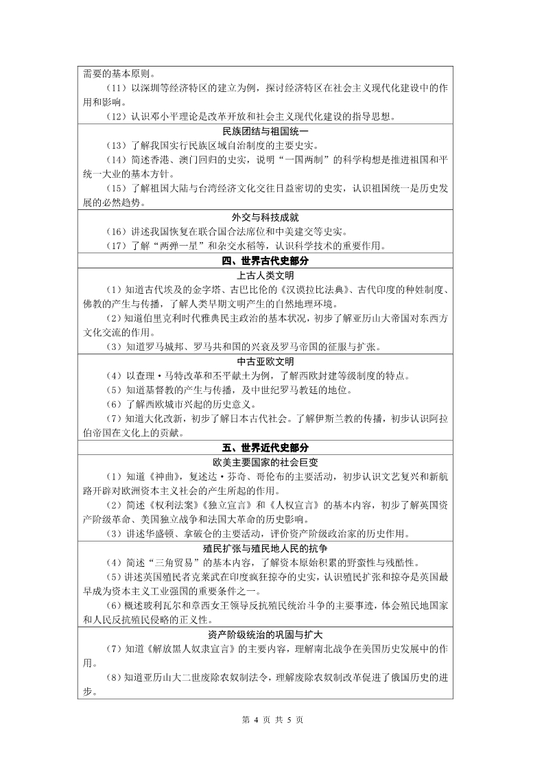 2018年萍乡中考历史考试说明4