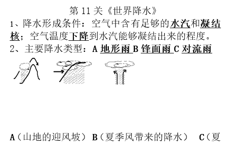 长沙生地会考地理知识点：世界降水