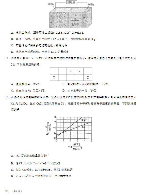 2017高考新课标全国卷三化学真题及答案