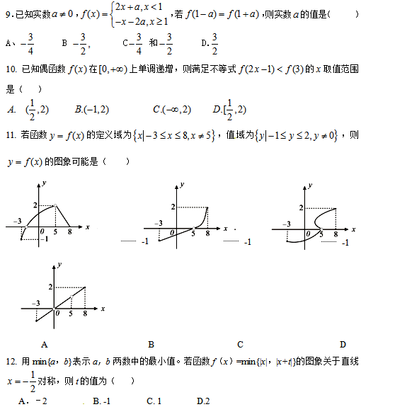 益阳市箴言中学高一数学期中试题及答案