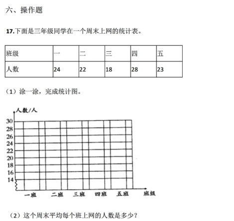 2017长沙三年级下期数学期末考真题及答案（八）