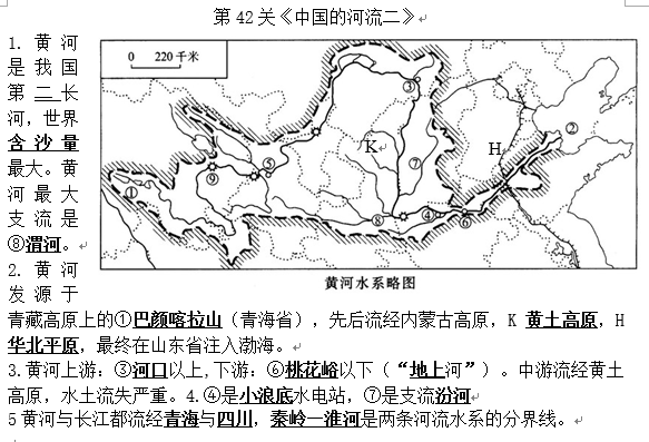 长沙生地会考地理知识点：中国的河流（二）