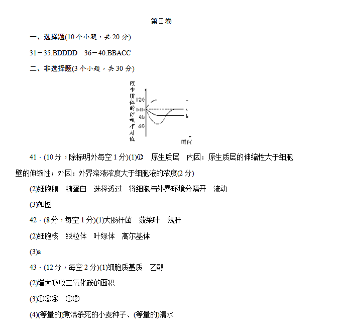 湖南师大附中高一生物第一学期期末试卷及答案