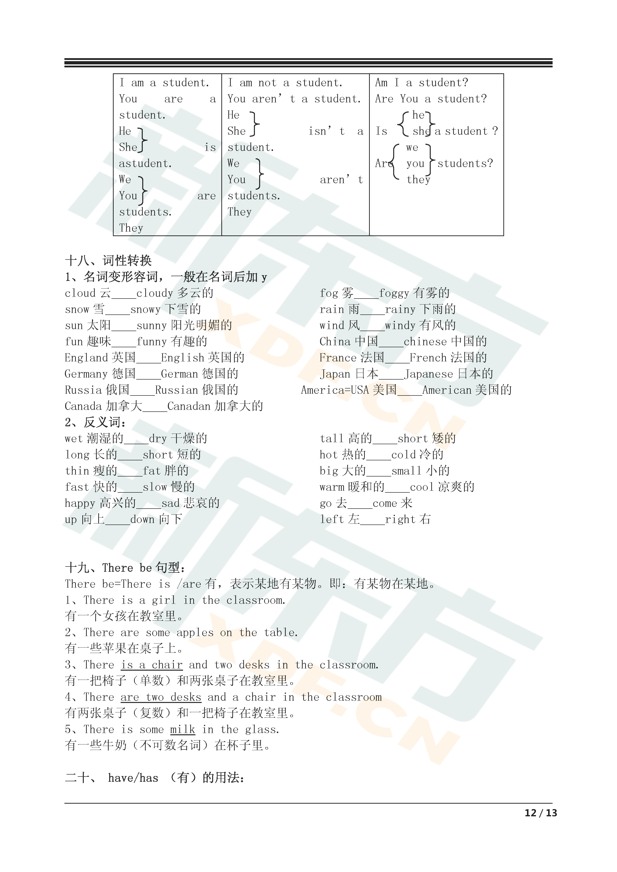 新东方小学英语语法知识归纳（下）