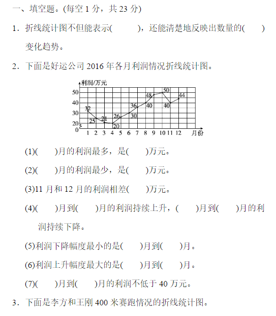 五年级数学下册第七单元测试题及答案