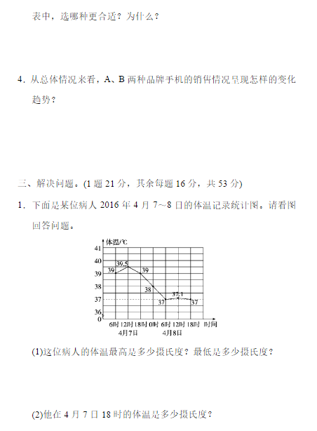 五年级数学下册第七单元测试题及答案