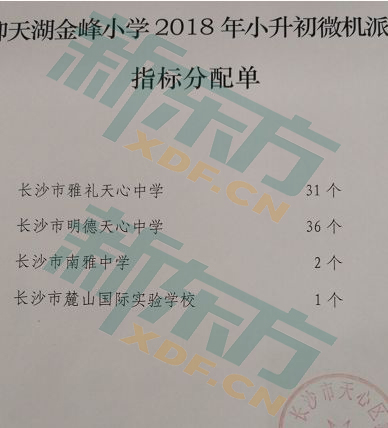 2018长沙天心区公办初中微机派位指标分配单