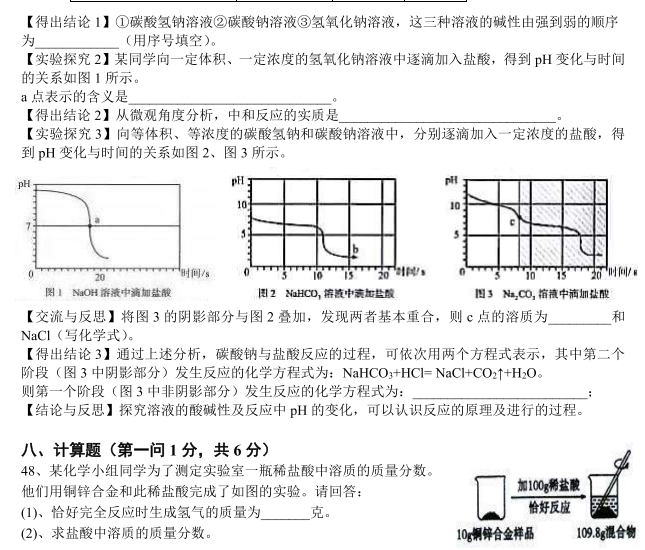 长沙雅礼集团期中考试理综试卷（四）